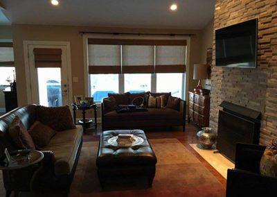 a livingroom with newly painted walls
