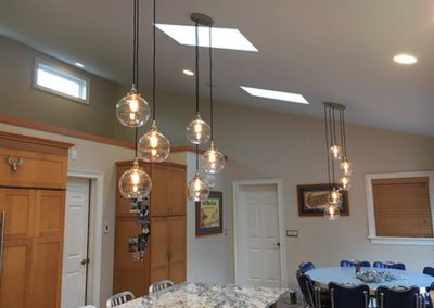 a dining area with new paint