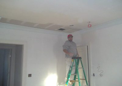 a man on a ladder painting