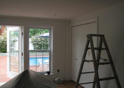 a room with a ladder