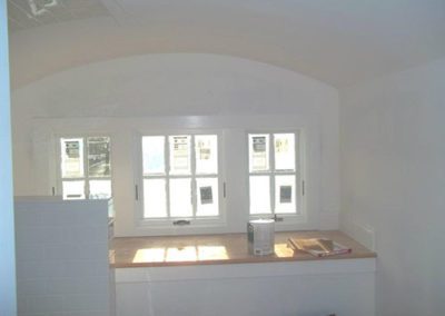 a room with fresh new white paint