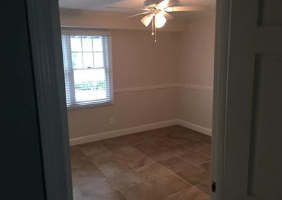 a room with light gray painted walls